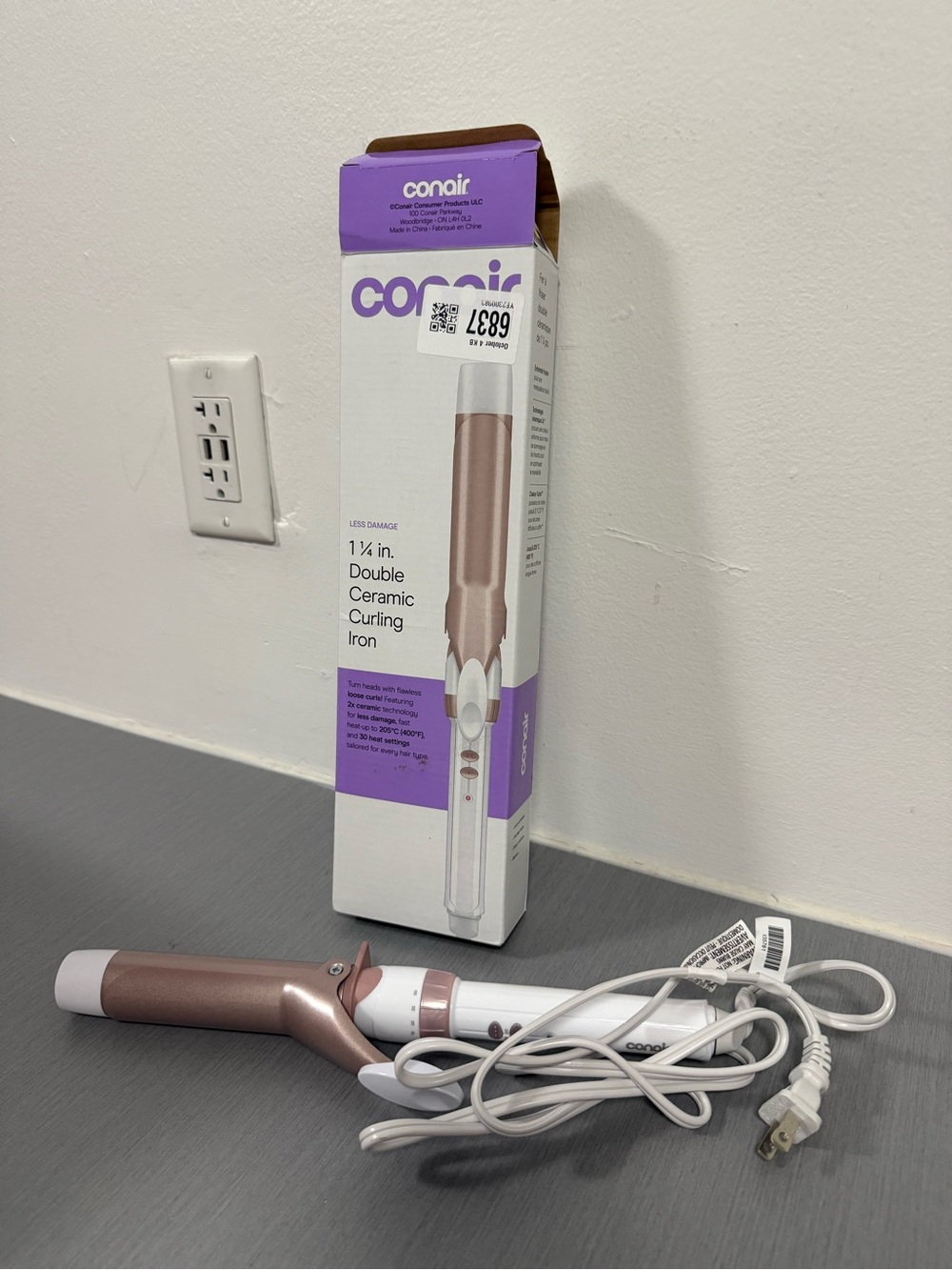 Conair Double Ceramic 1¼” Curling Iron – White & Rose Gold